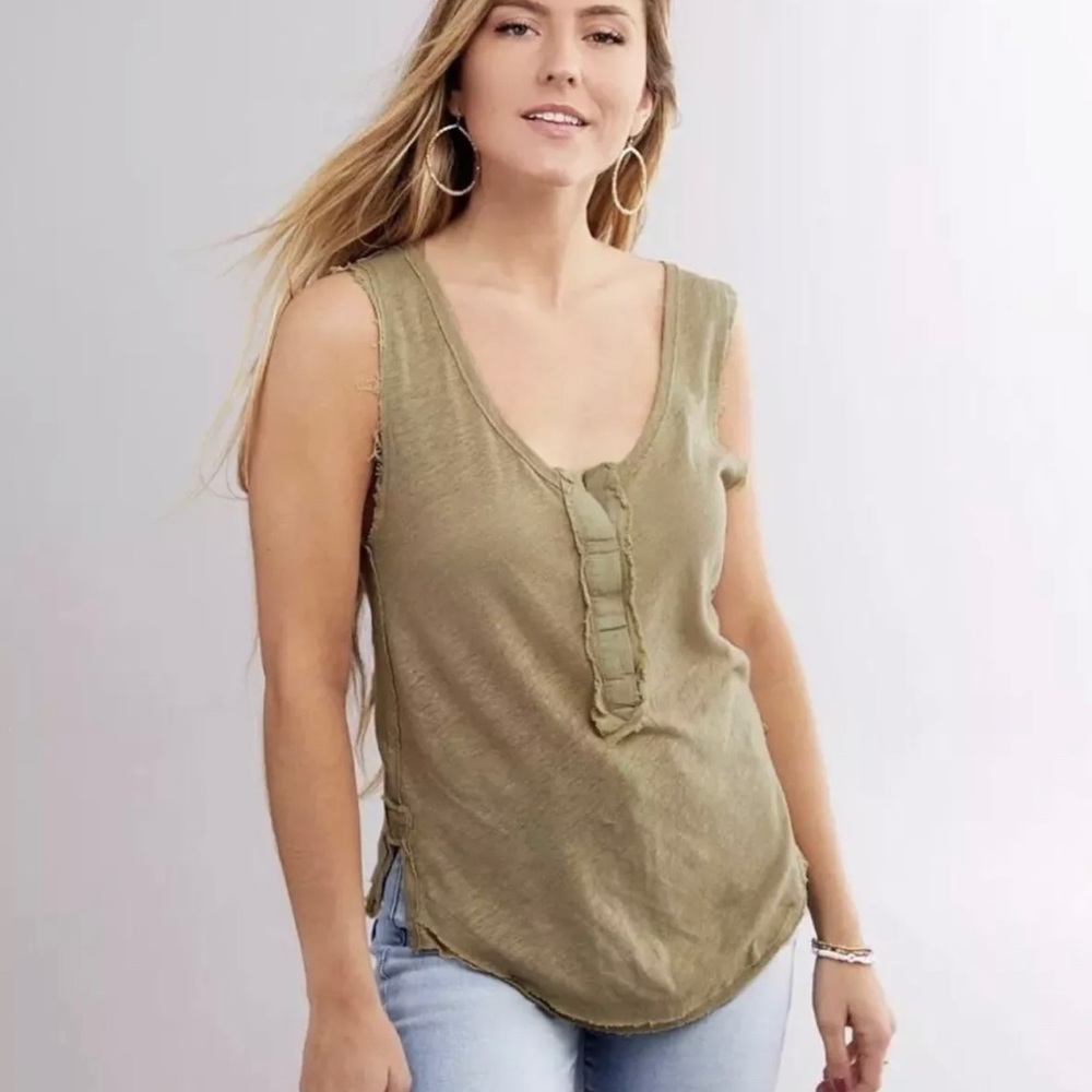 Free People We The Free Vacay Top XS Cypress Green